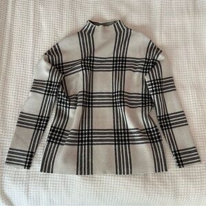 Tahari Black and White Plaid Turtleneck Sweater